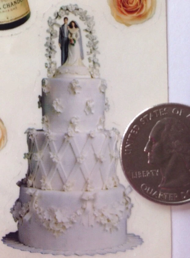 WEDDING DAY Sticker(11pc)Approx.4"x 4" Paper House•Bride•Groom •Cake•Flowers• - Image 2 of 4