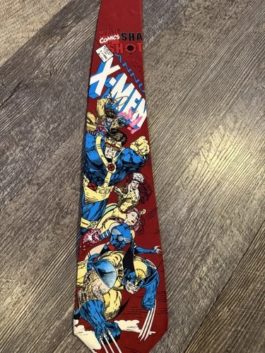 Marvel X-Men Maroon All Silk Tie Made In The USA Vintage
