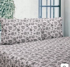 Portuguese Flannel 4-piece Sheet Set Queen size Floral 100 Cotton