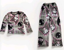 Cute Kitty Soft Comfort Fluffy Cozy Sleepwear Gray Set Pajama Girls Size 10