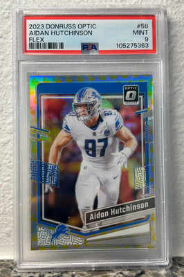 2023 Panini Donruss Optic Aidan Hutchinson FLEX EMOJI /149 SSP #58 LIONS PSA 9