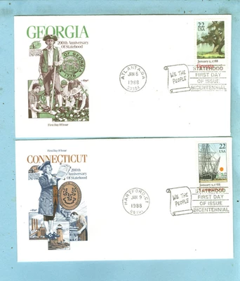 2 ARTMASTER FDC, "Sc 2339 Georgia 22c & Sc 2340 Connecticut 22c" - Image 1 of 3