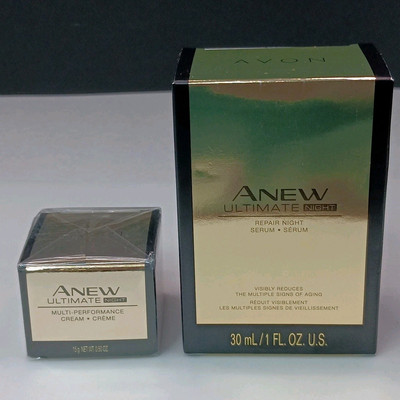 Anew Ultimate Night Repair Serum 1 fl.oz. & Multi-Performance Night Cream .50 oz