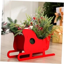 19 x 11 Inch Large Christmas Sleigh Decoration Red Wood Santa Sleigh 