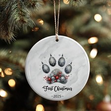 Puppy's First Christmas Ornament, Dog Paw Print Keepsake, Pet Memorial Gift, ...