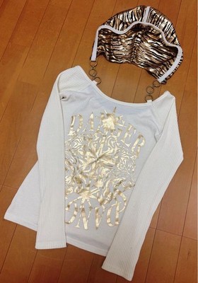 Rare d.i.a Gold Zebra Print Hooded Top Y2K Gal Japanese Brand Vintage