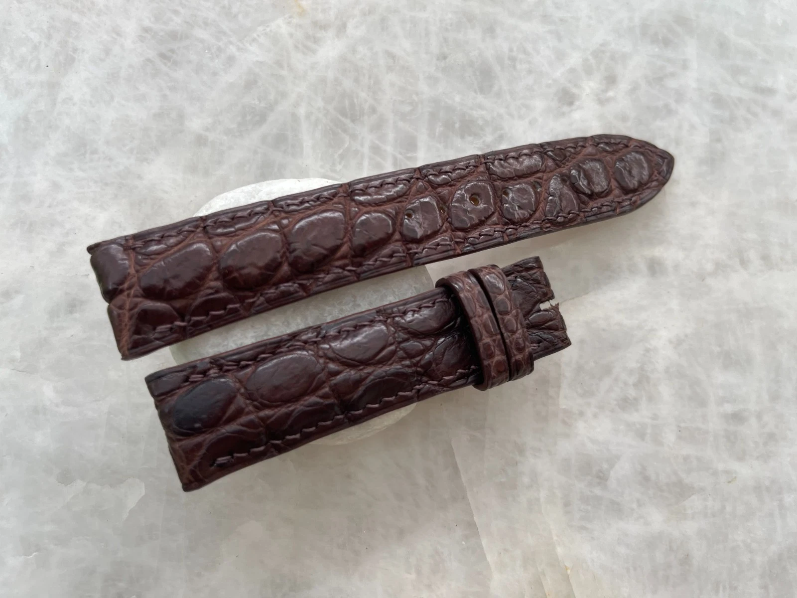 20mm/18mm Brown Alligator Crocodile Print Leather Watch Strap Band