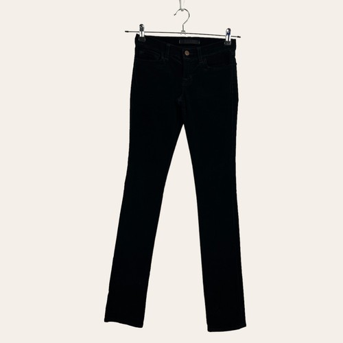 J Brand Size 25 Black Thin Wale Corduroy Pencil Skinny Leg Low Rise Pants Jeans
