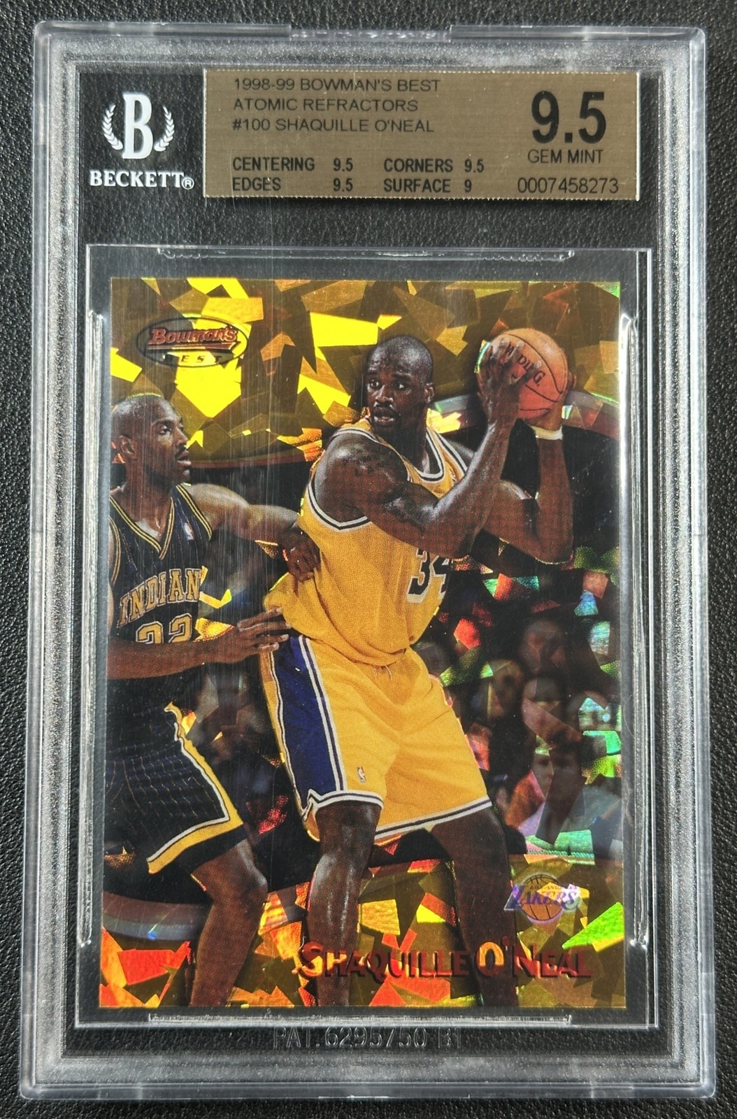 SHAQUILLE O'NEAL BGS 9.5 1998 BOWMAN'S BEST 100 ATOMIC REFRACTOR OLD JSY# 32/100