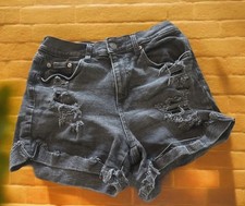 Pantaloncini jeans Aeropostale neri invecchiati mamma donna 8 polsini invecchiati