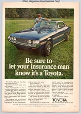 Celica ST Blue Coupe Practical Reliable Engineering Vintage 1972 Advertisement