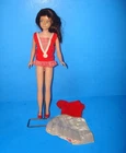 Vtg Barbie Skipper Doll w Swimsuit Stand Dress Silk N Fancy