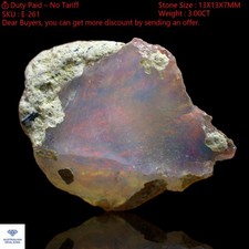Natural Fire Opal Gemstone 3.00 Cts Loose Wirewrap Rough Ethiopia 13x13x7 mm