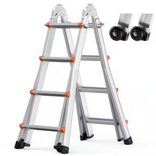 Telescoping Ladder a Frame, 15 Ft. Aluminum Extension Ladder, Portable Collapsib