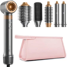 6-in-1 Hot Air Styler & Dryer Brush: Fast Drying, No Heat Damage, Auto-Wrap Curl