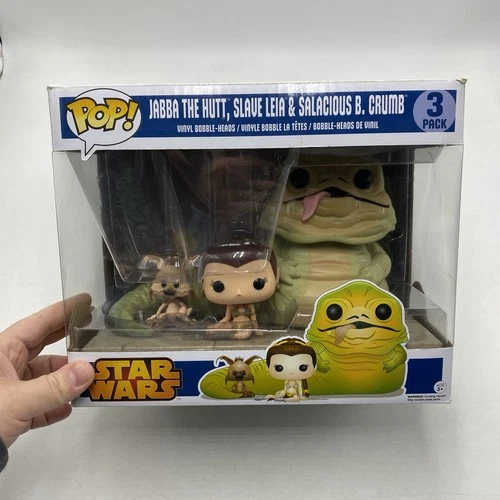 Funko Pop Star Wars Jabb Hutt Slave Leia & Selacious Crumb 3 Pack BOX WEAR