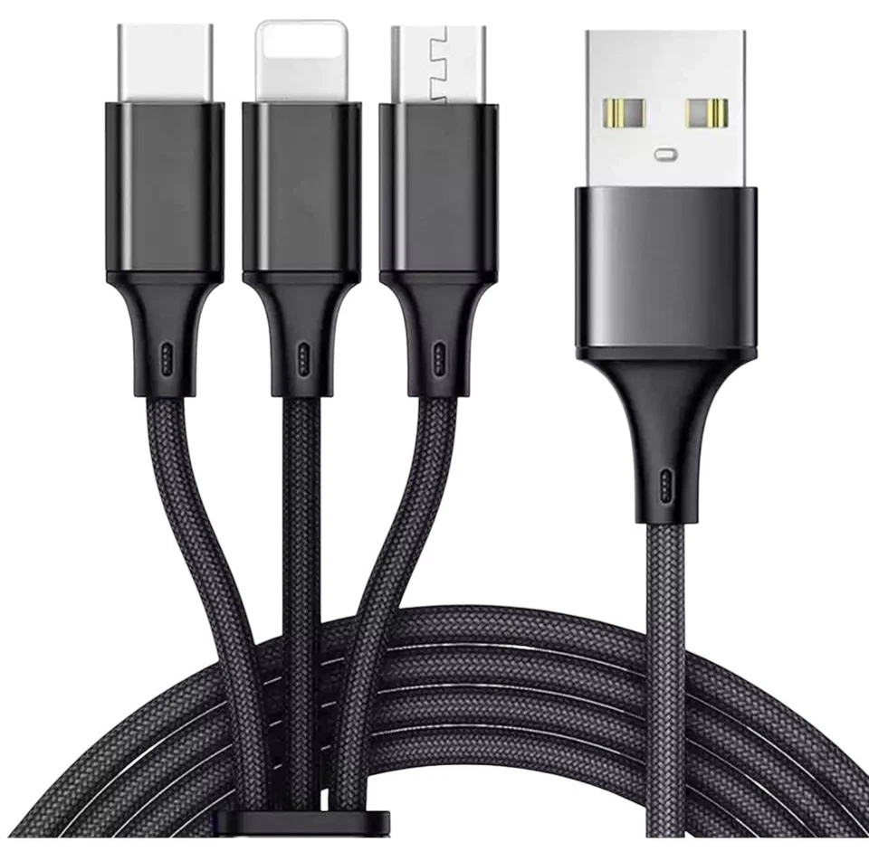 USB Fast Charger Cable For iPhone Android And C All in One Color Red, Black, Gr. - Image 3 of 4