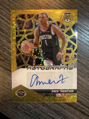 2024-25 Panini Mosaic Amen Thompson Mosaic Auto Fast Break Gold #/10 Rockets