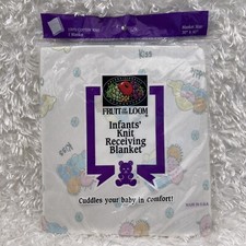 Vintage Fruit of the Loom Baby Infant Receiving Blanket Cotton Kids Kiss Cuddle