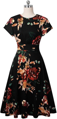 HOMEYEE Women's Short Sleeve Floral 