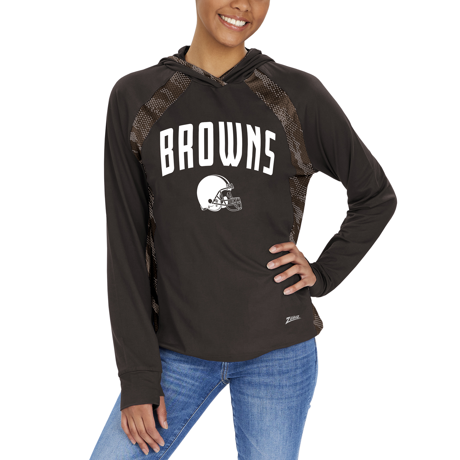 Толстовка Zubaz NFL Womens Cleveland Browns с капюшоном и принтом Гадюка в тон