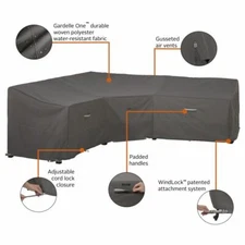 Classic Accessories Brown Ravenna Patio V Sectional Sofa Cover 56-032-015101-EC