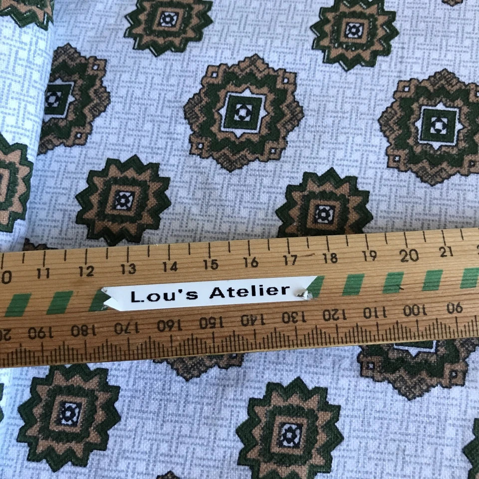 1.50 metres x 100 cm wide Vintage Flannel fabric Green Ochre grey RARE - image 3 of 4