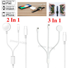 For Apple Watch iWatch 7/6/5/4/3/2/1/SE iPhone iPod Magnetic Charger USB C Cable