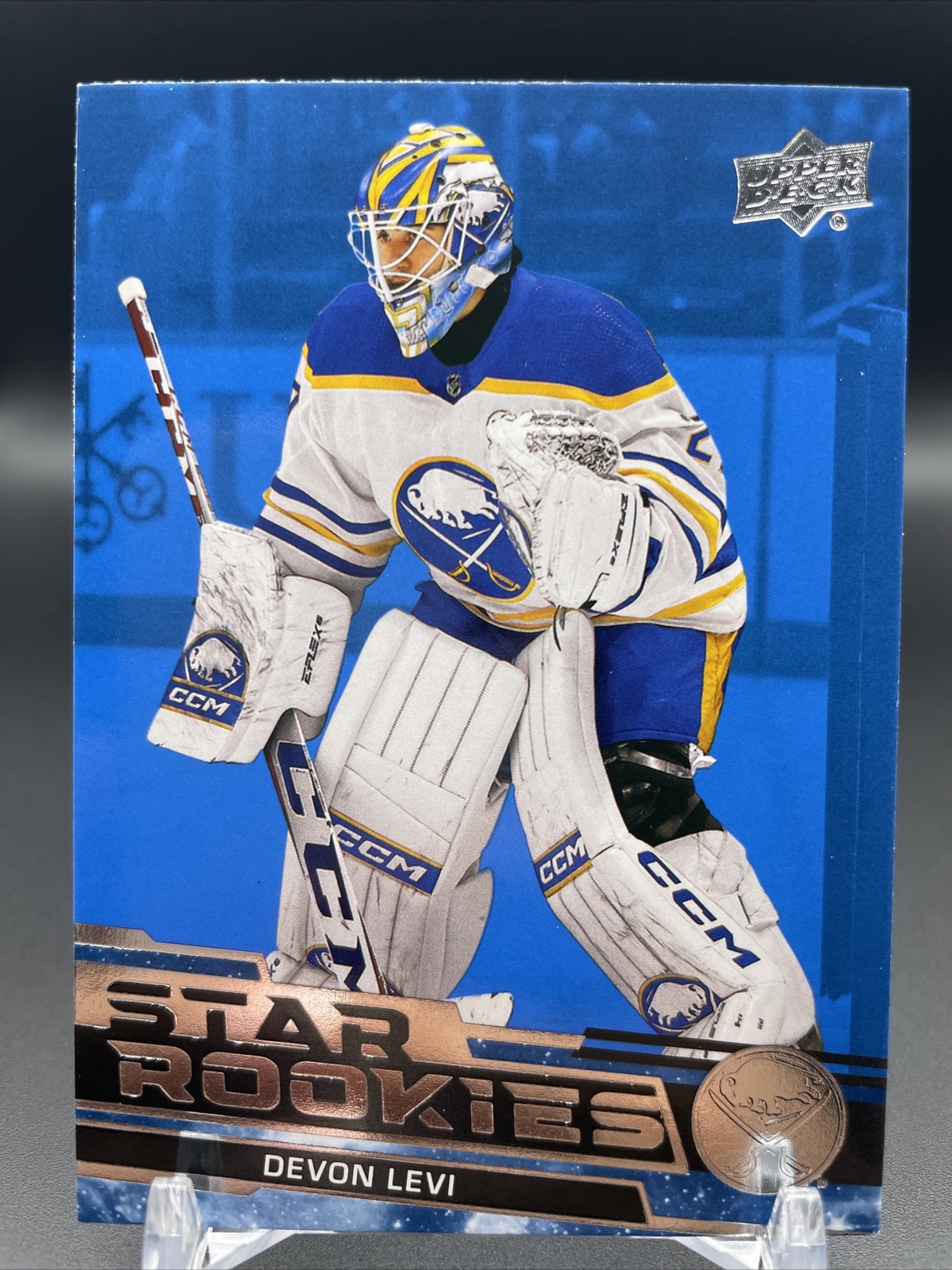 DEVON LEVI - 2023-24 Upper Deck Star Rookies Blue Parallel #14 Sabres