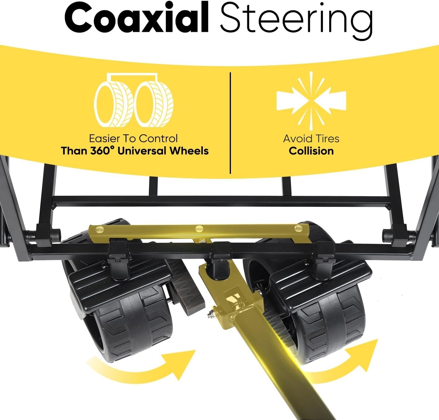 Folding Utility Cart with Big All-Terrain  Wheels & Drink Holders, Black&Grey