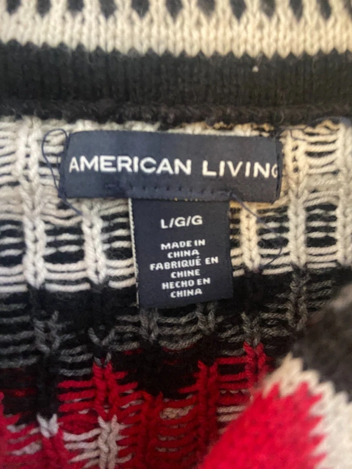 Cárdigan Suéter American Living Negro Rojo Gris Blanco Manga Corta Talla L Foto 3 de 4