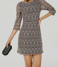 289 Jessica Howard Women's Brown Black Sequined Lace Sheath Dress 12 DAMAGED 