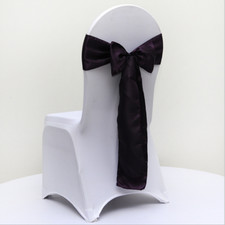 deep purple satin chair sashes ties bow ribbon wedding birthday party decoration