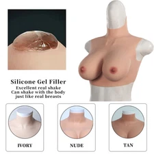 Realistic Silicone Breast Forms D Cup Fake Boobs Breastplate for Crossdresser