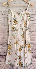 Old Navy Linen Blend Cami Dress Ivory Floral Smocked Back XS