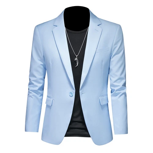 Men's Jacket Suit Blazer Slim-Fit Suit Wedding Business Dress Casual Suit Tops - Picture 13 of 31