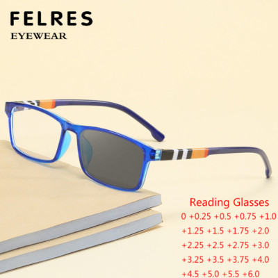 Men Women Square Classic Photochromic Reading Glasses Full Frame Sunglasses New