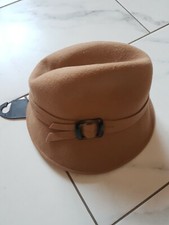 M&uuml;tze Damen Vintage Style 100% Wolle Camel Braun S/M