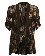 Women's Floral Lace Short Sleeves Open Cardigan Ladies Kimono Top Bolero Shrug
