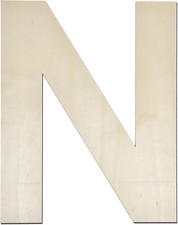 12 Inch Wooden Letter N, 1/4 Inch Thick Large Unfinished Wood Letter for Home Wa