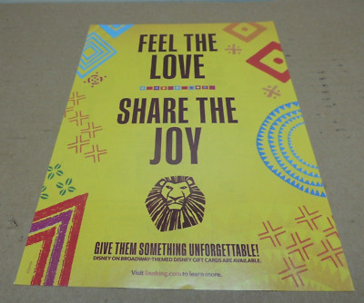 Lion King 2021 Original Mint Print Ad Broadway Feel the Love Share the Joy