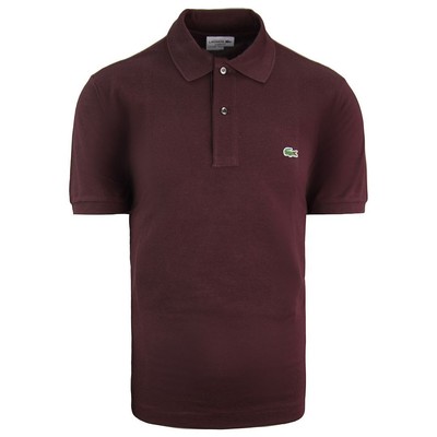 Lacoste Classic Fit Short Sleeve Collared Burgundy Mens Polo Shirt L1212 Y29