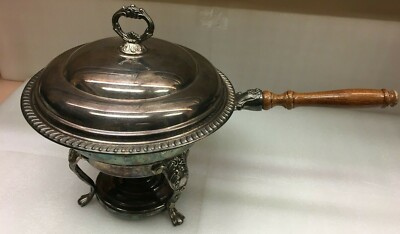 Sheridan Taunton Silversmiths Silverplated Chafing Dish with Lid,Stand & Burner