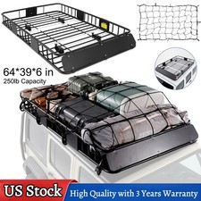 64x39x6 For Gmc Roof Cargo Carrier Rack Basket Luggage Storage W Net 250lb 64x39x6 For Gmc Roof Cargo Carrier Rack Basket Luggage Storage W Net 250lb