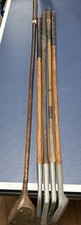 Antique Hickory Wood Shaft golf club set spalding niblick mashie diver midiron