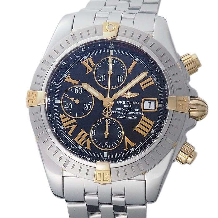 Breitling Chronomat Evolution Bicolor 42mm Blue Dial Steel Gold Watch TO210982