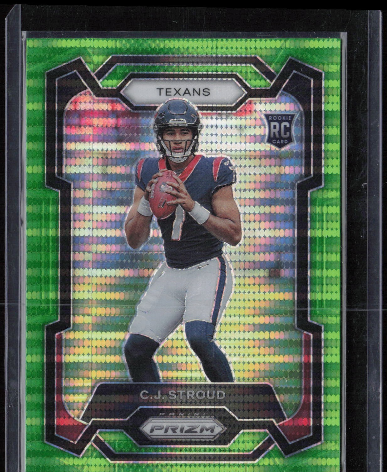 2023 Panini Prizm #339 C.J. Stroud Neon Green Pulsar