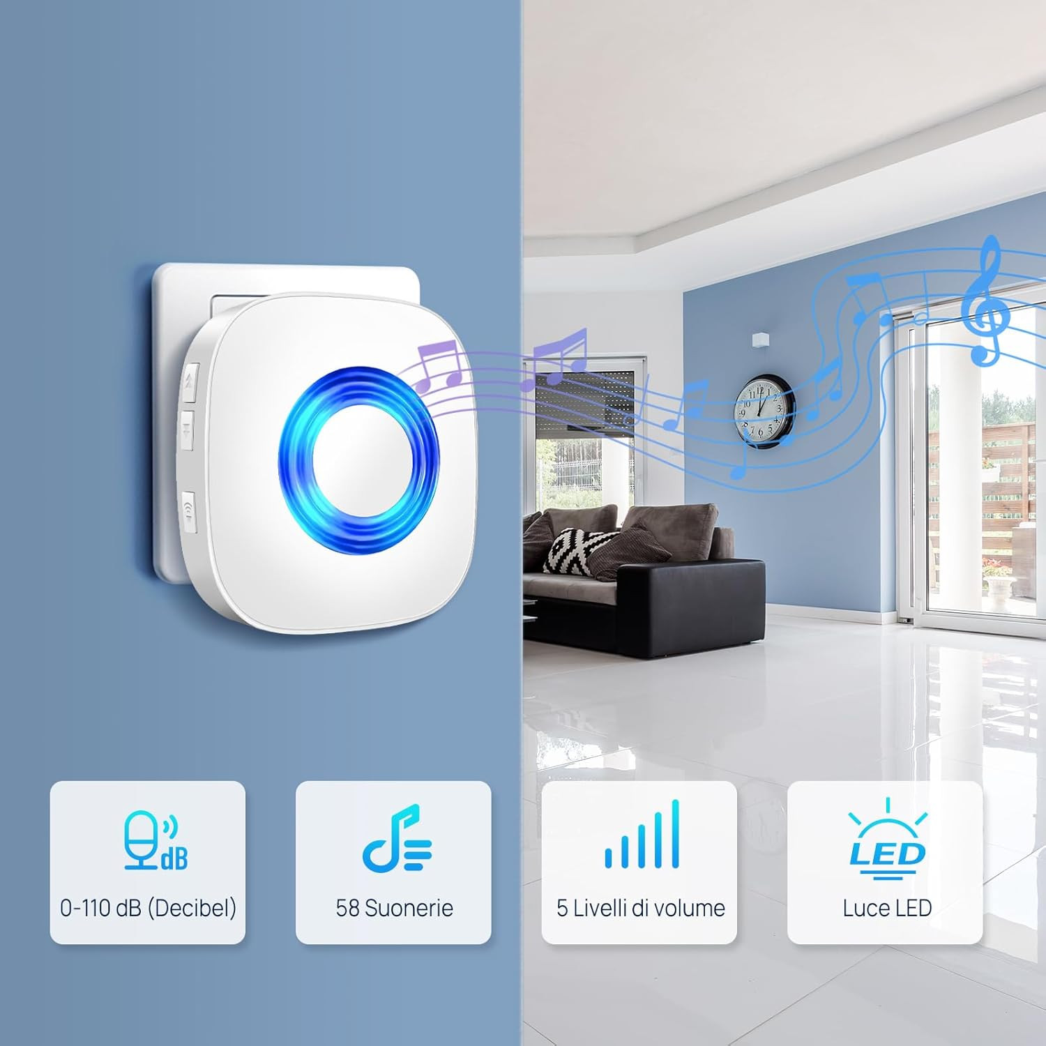 Kit Campanello Wireless Esteso IP44 - Design Moderno e Lunga Portata - 4