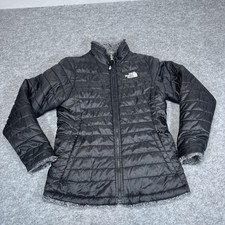 The North Face Girls Reversible Puffer Jacket Sherpa Fleece Black Gray L