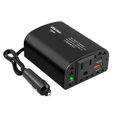 150W Car Power Inverter DC 12V to 110V AC Car Outlet New Model 2.0 Black
